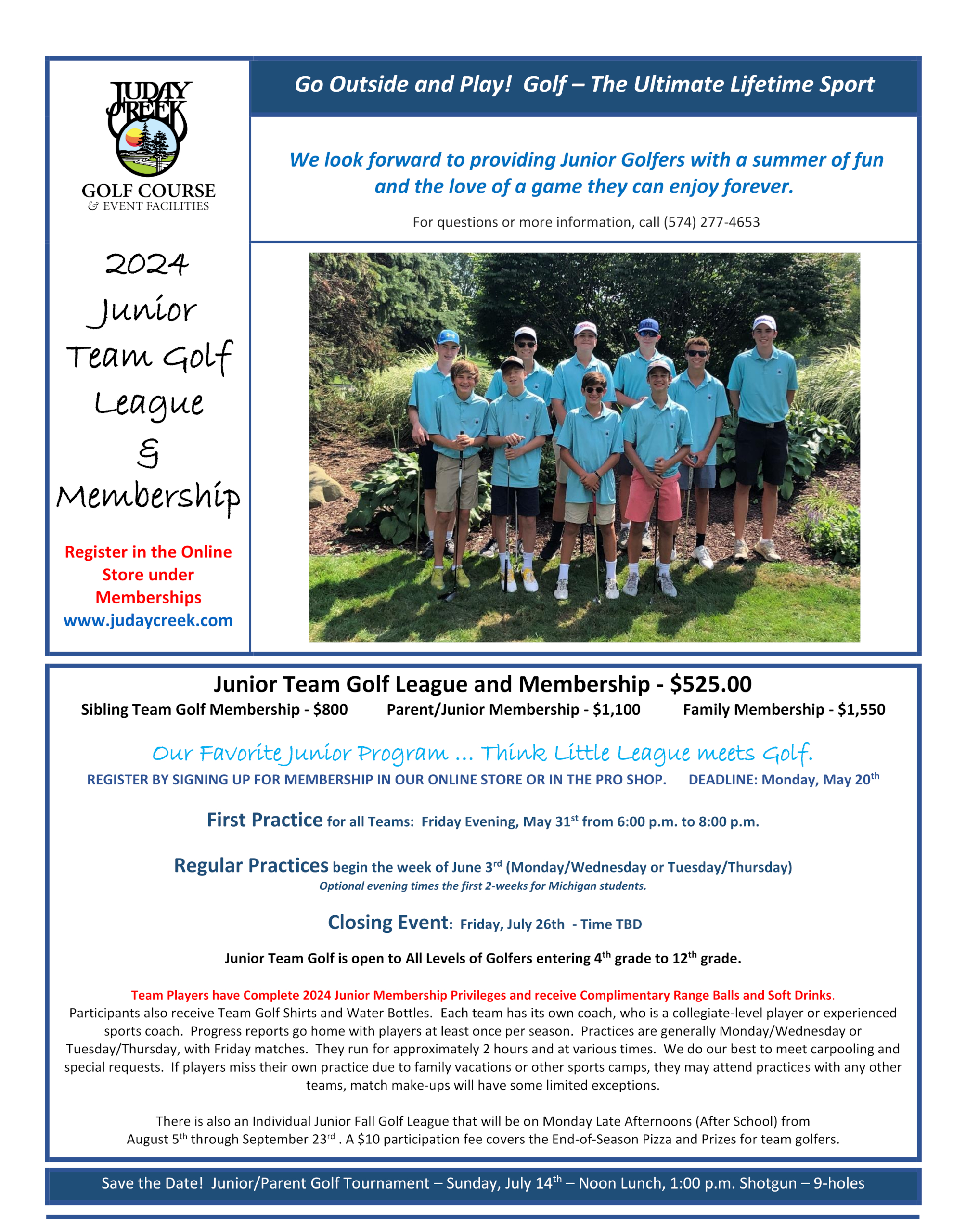 Juday Creek Golf Course | Junior Team Golf League - (February 2024) Juday Creek Golf Course Junior Team Golf League – (February 2024) WGC (2024) Junior Team Golf League & Membership